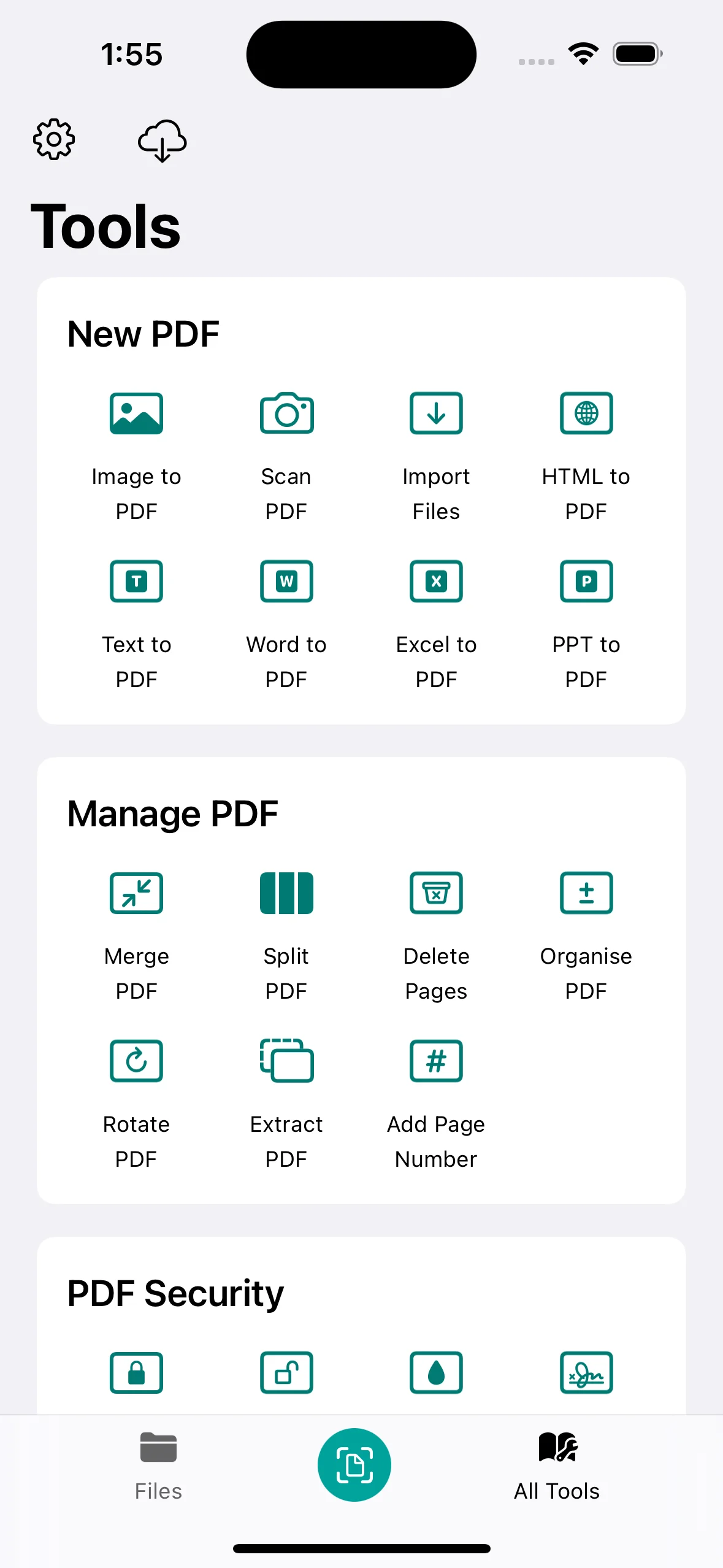 All tools overview screenshot of PDFAPP