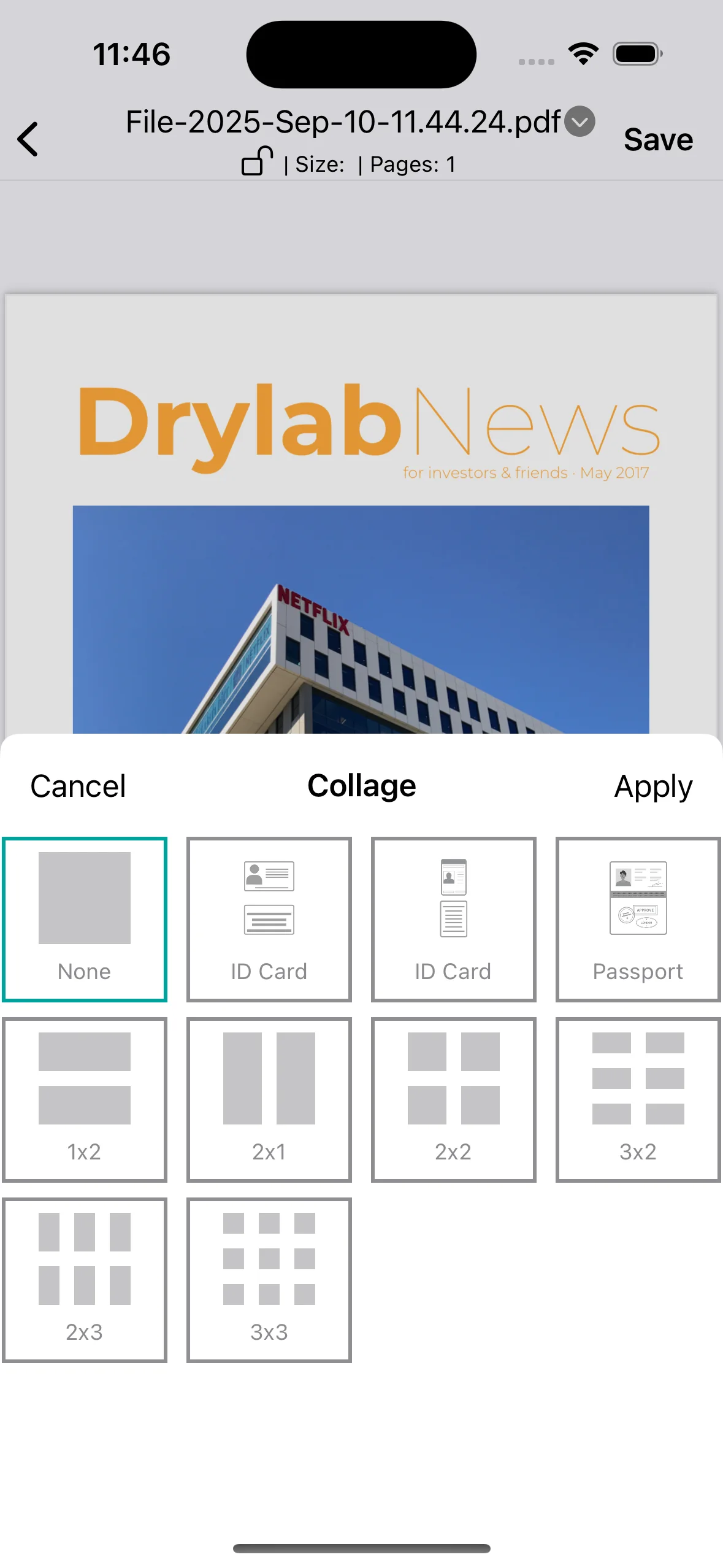 Collage feature screenshot of PDFAPP