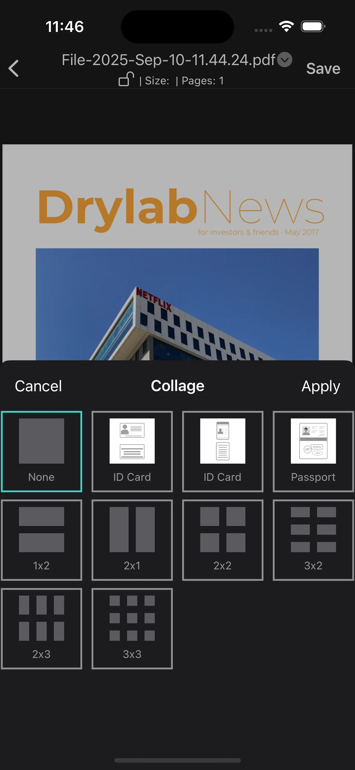 Collage feature screenshot of PDFAPP