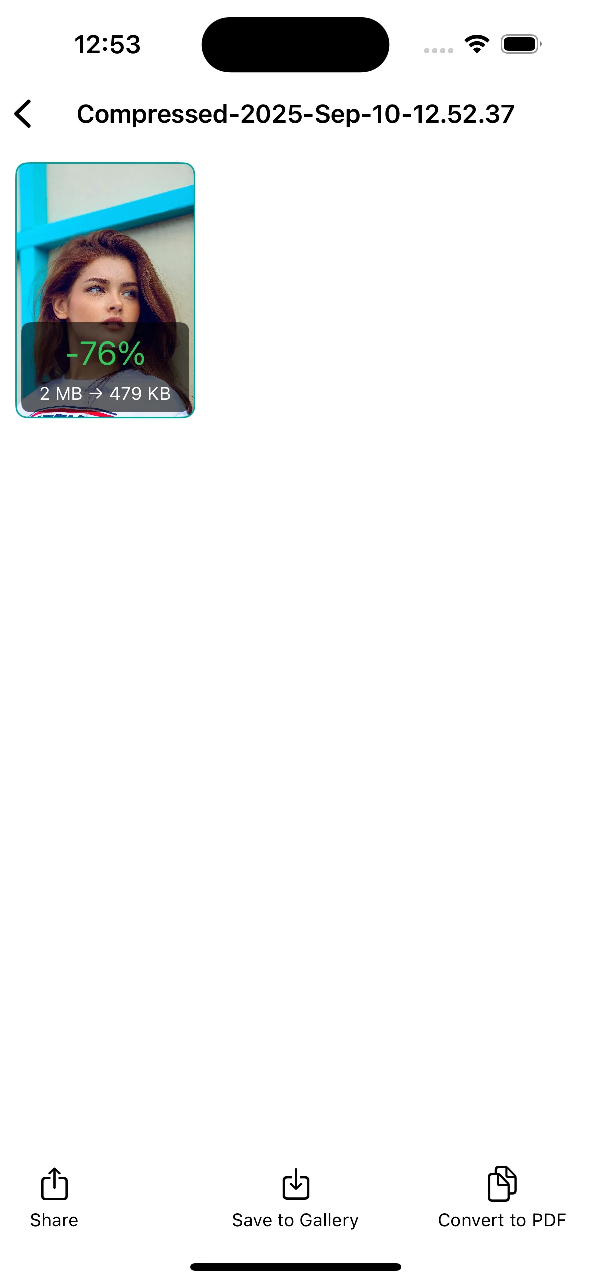 Compress images feature screenshot of PDFAPP