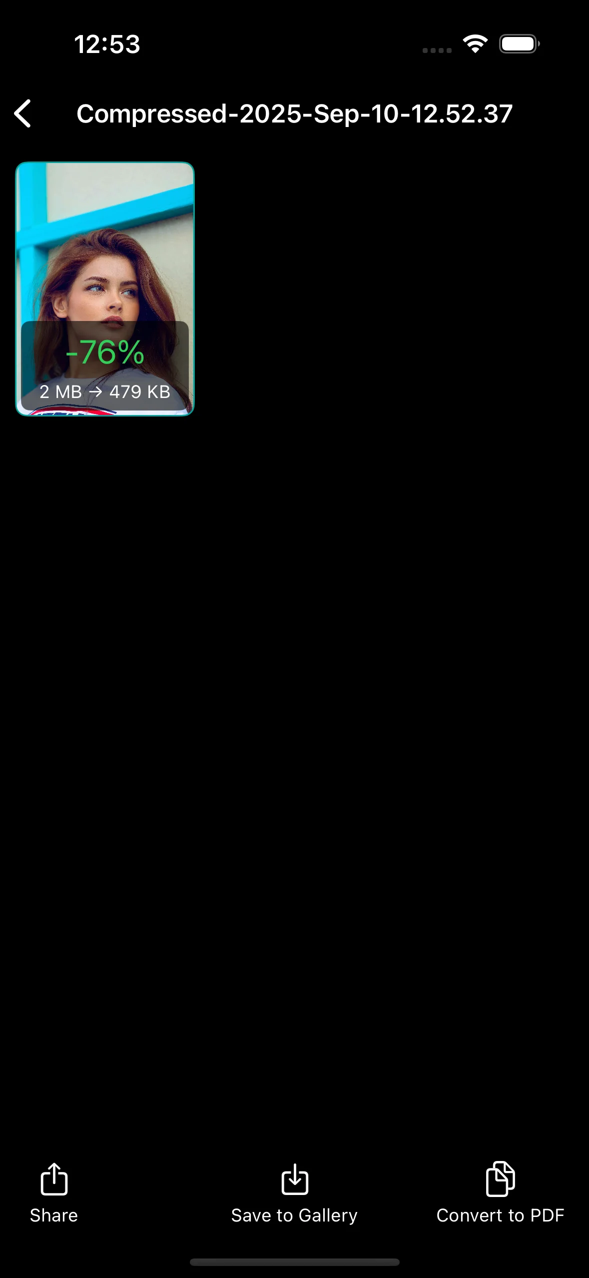 Compress images feature screenshot of PDFAPP