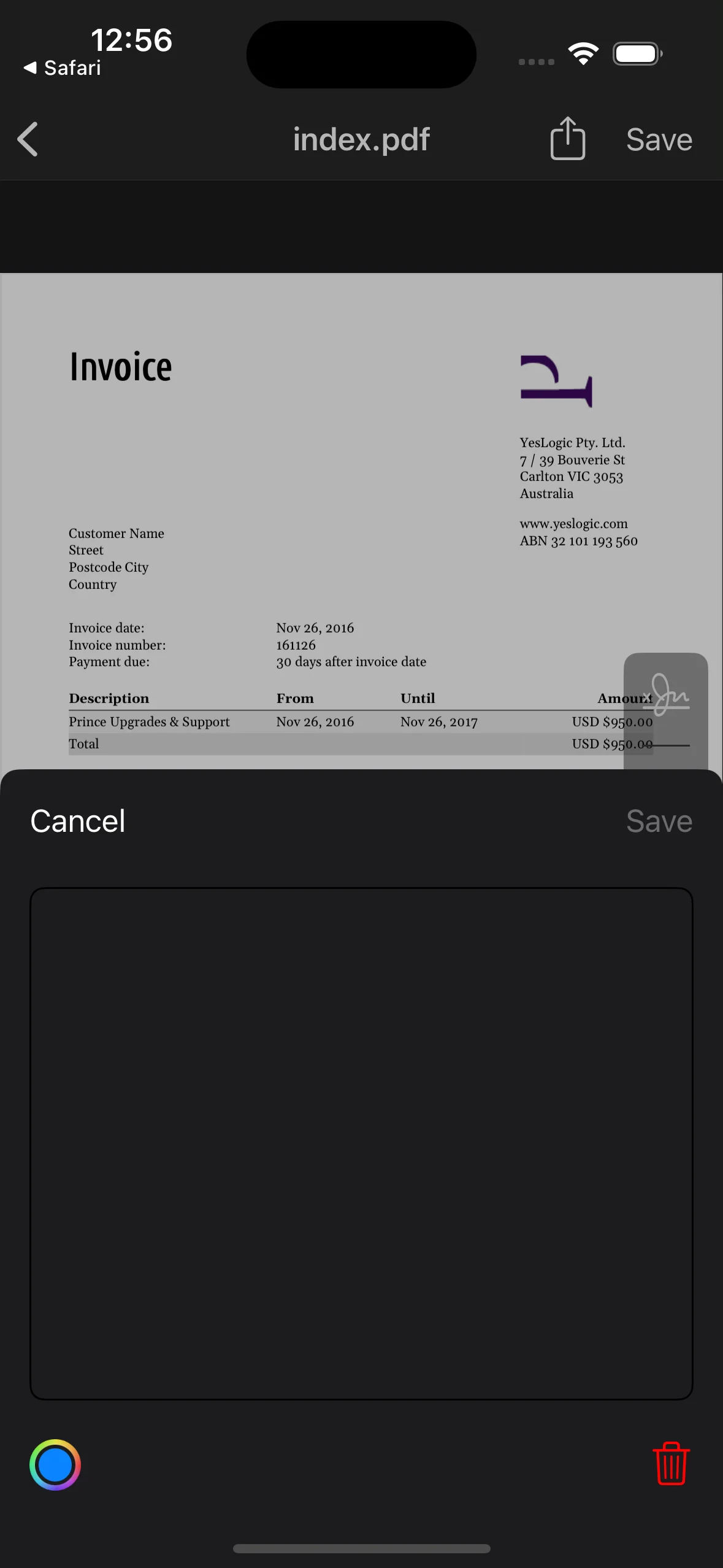 Sign PDF feature screenshot of PDFAPP