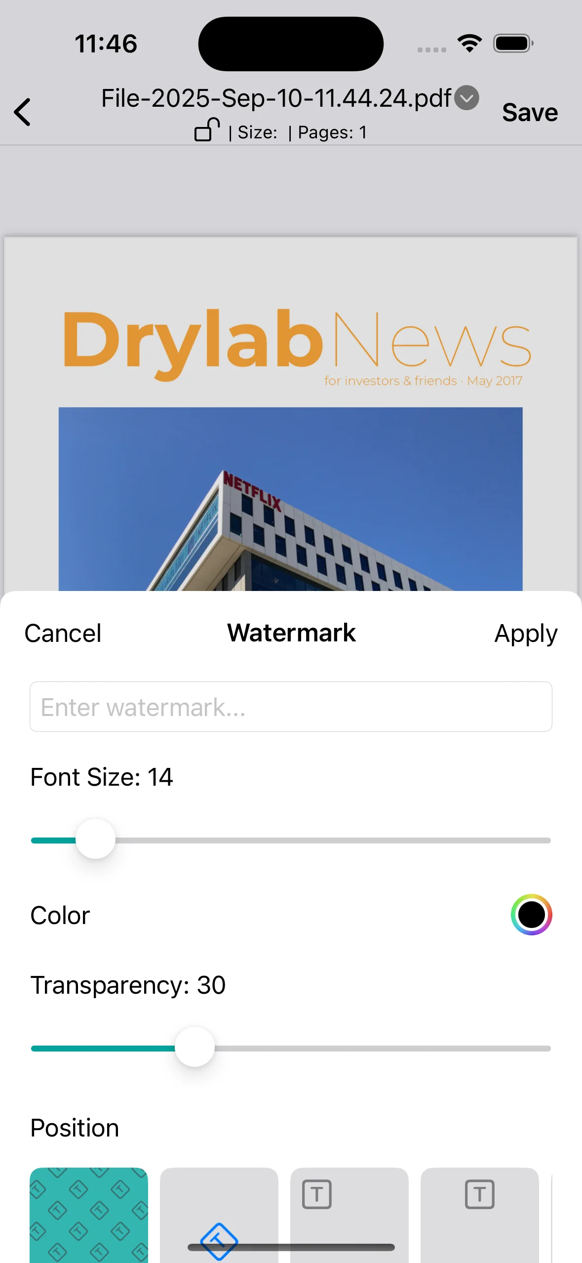 Add watermark feature screenshot of PDFAPP