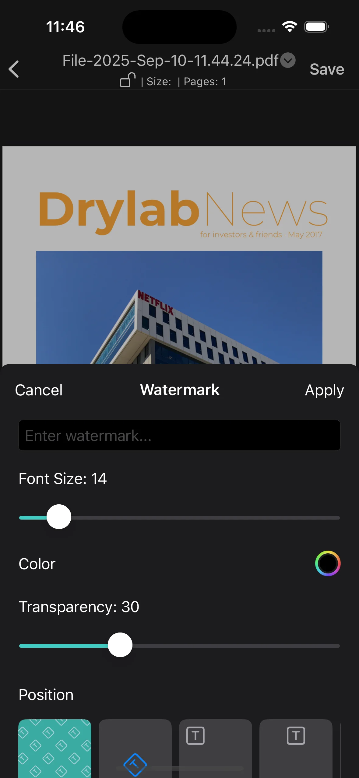 Add watermark feature screenshot of PDFAPP